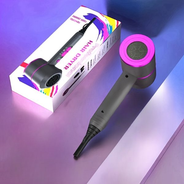 4pcs Set Professional Ionic Hair Dryer 1400W Fast Drying AC Motor, Low Noise, Hot Cold Air with 2 Nozzles 1 Diffuser for Salon-Quality Styling At Home Or Travel